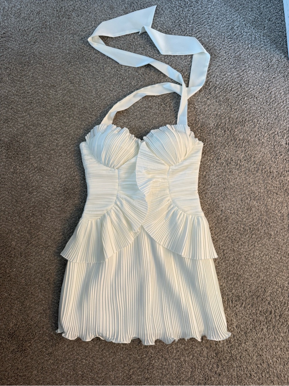 Pleated Halter Mini Dress